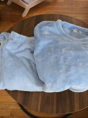 Light Blue Plush Loungewear Set